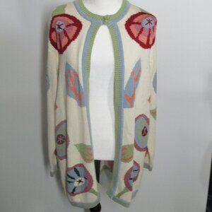Anne Klein Women's Crochet Style Floral Cardigan Sweater Medium